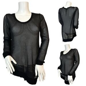 #T79 Red Haute Fishnet Long Sleeve Top SZ S $98